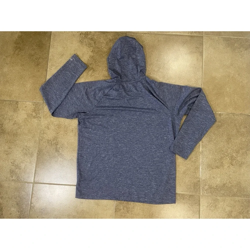 Nike Swim Dri FIT Hoodie Mens Sz L Dark Heather Blue UPF 40 Sun Shirt Rashguard